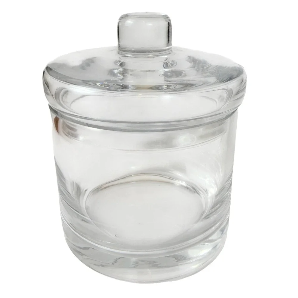 Clear Glass Apothecary Jar Small Round Canister with Lid Bathroom Storage Decor